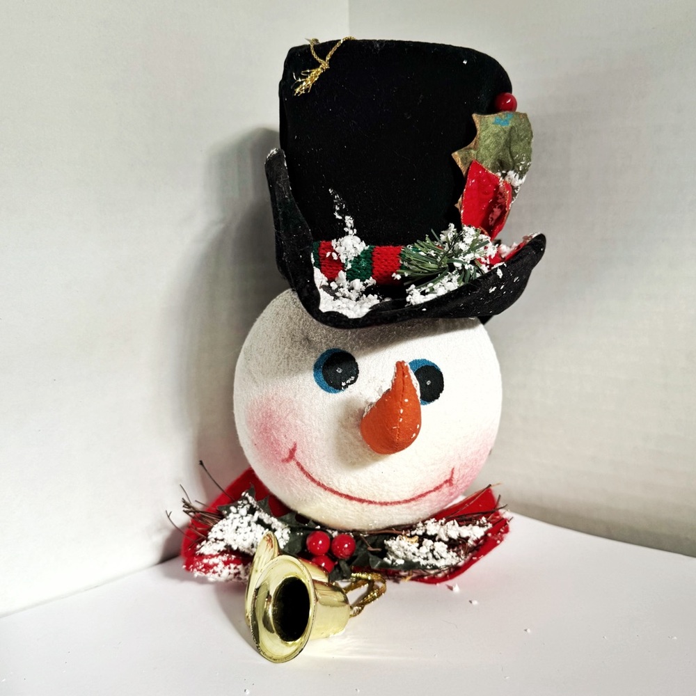 Festive Snowman Christmas Ornament with Top Hat and Bells